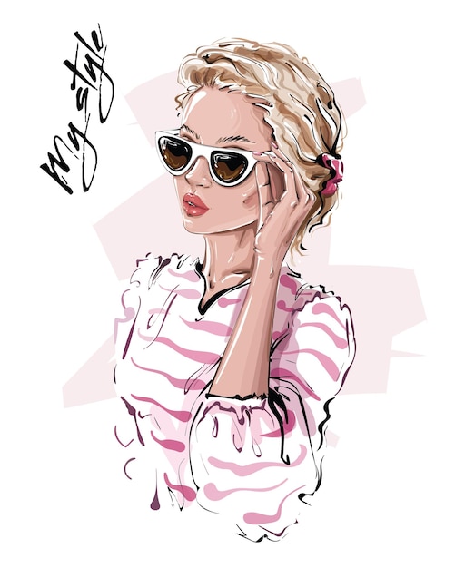 Blond hair girl in sunglasses