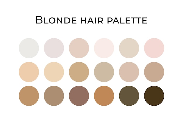 Blond hair palette for illustration Tamplate for drawing