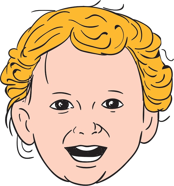 Blonde Caucasian Toddler Head Smiling Drawing