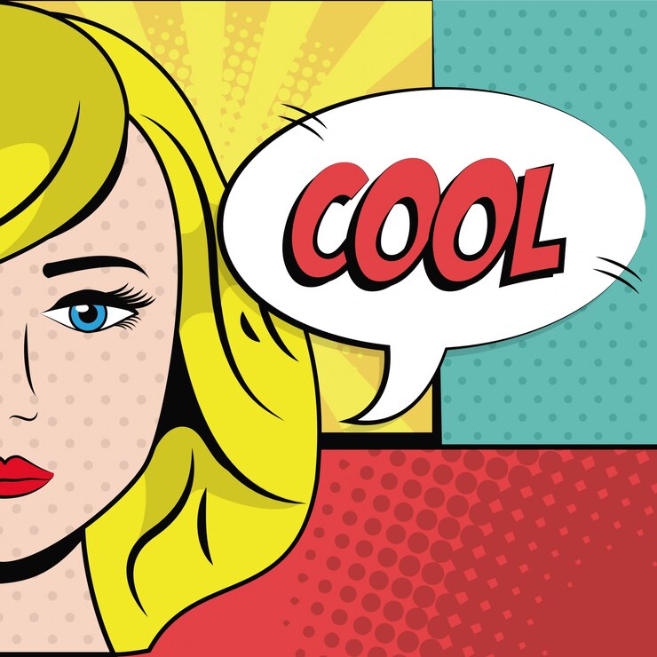 Vector blonde girl cool bubble speech pop art background 