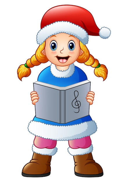 Blonde girl singing christmas carols