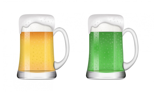 Blonde and green beer mugs