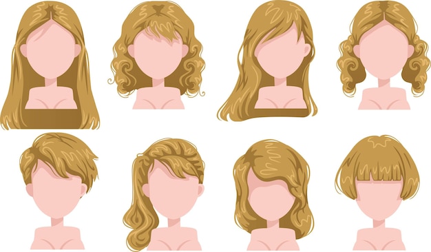 Premium Vector | Blonde hair woman beautiful hairstyle and trendy haircut
