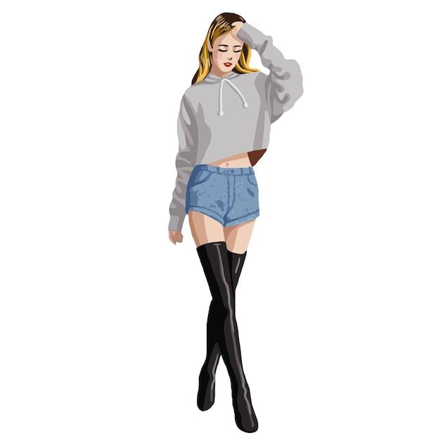 Vector blonde model posing in high heels