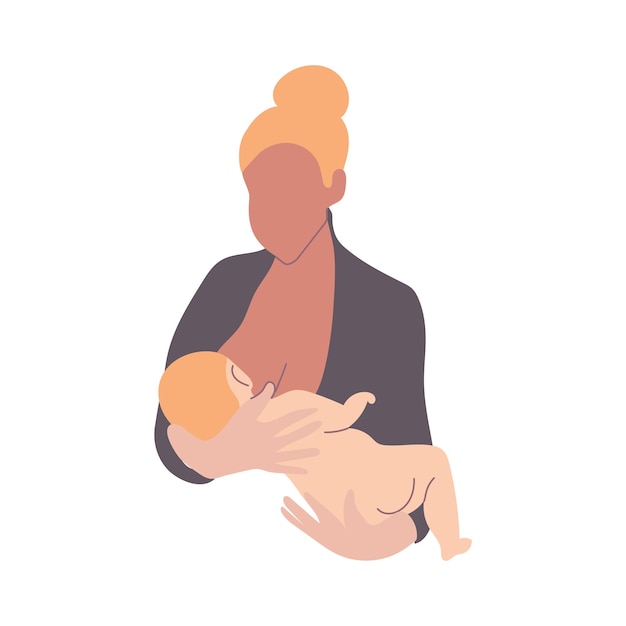 Blonde vrouw borstvoeding een baby vectorillustratie