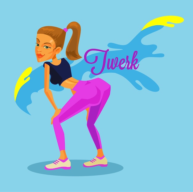 Vector blonde woman character dance twerk illustration