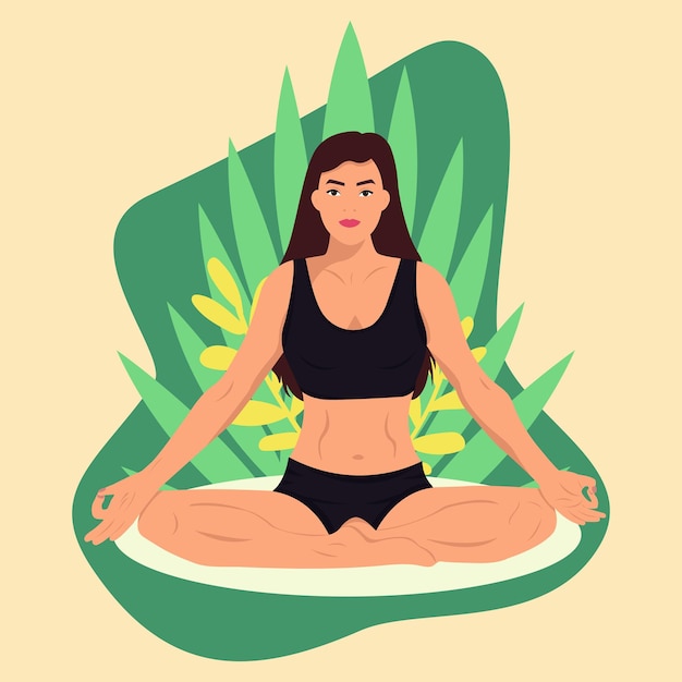 Blonde woman in lotus position doing yoga