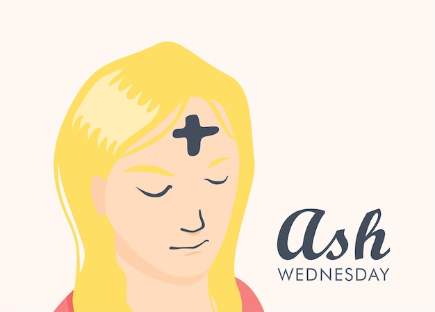 Blonde woman participate at ash wednesday ceremony