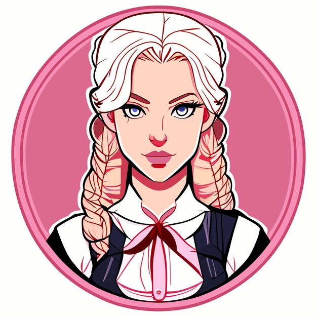 Blondharige rood roze vrouw in Beierse outfit hand getekende cartoon sticker geïsoleerde illustratie