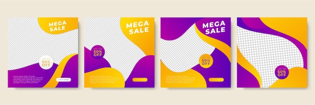 Blob 멤피스 투명 보라색 노란색 화려한 판매 포스트 디자인 템플릿 배경
