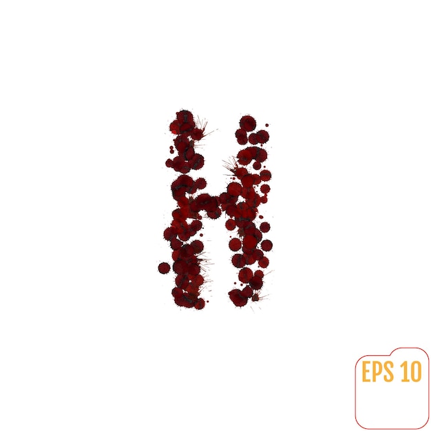Blood Alphabet various blood or paint splatters different blood splashes drops and trail Letter h on white background