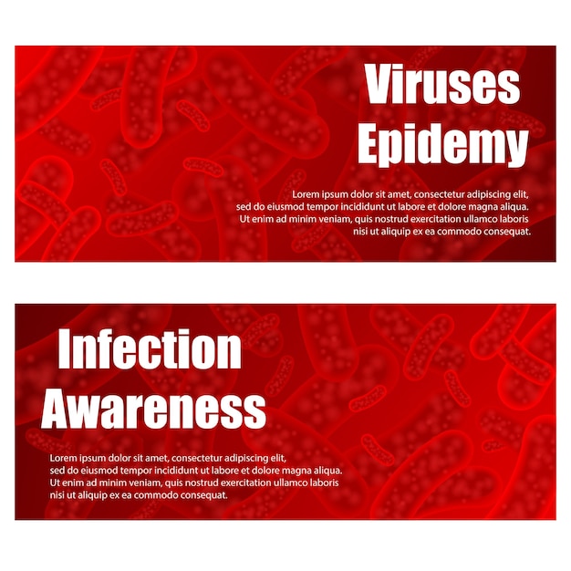 Blood bacterium and virus banners