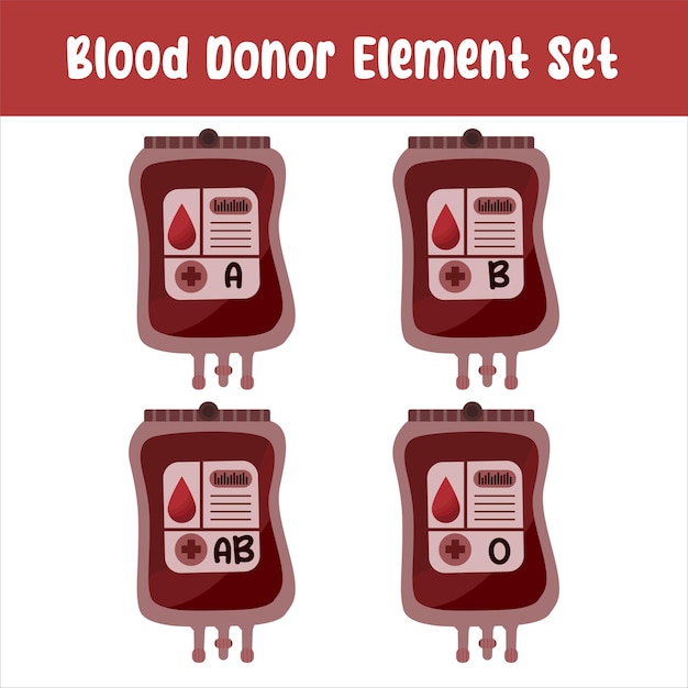 Vector blood bag element set blood vector a b ab o