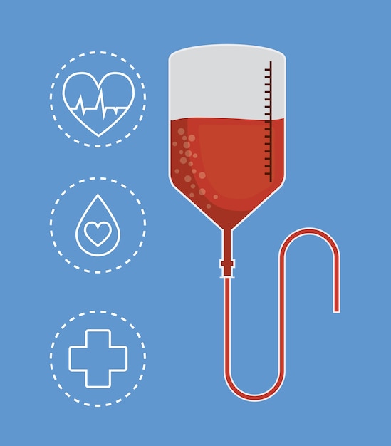 blood bag icon over blue background colorful design