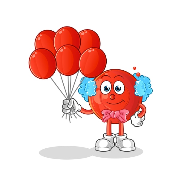 Blood cell clown with balloons vector. cartoon character