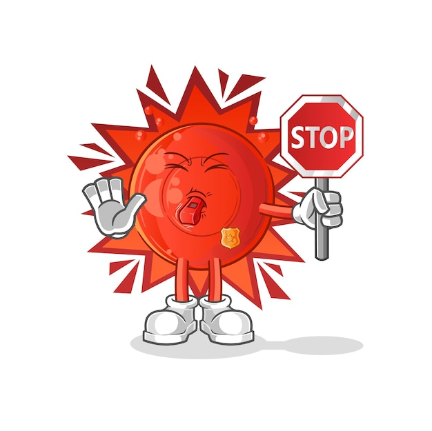 Blood cell holding stop sign. cartoon mascot vector