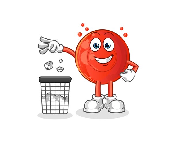 Blood cell Throw garbage mascot. cartoon vector