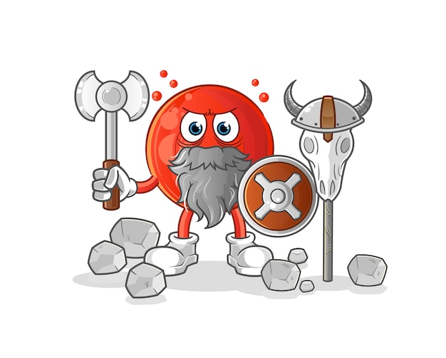 Blood cell viking with an ax illustration. character vector
