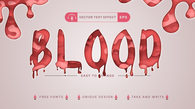 Blood Cut Paper Bewerkbare teksteffecten, lettertypestijlen