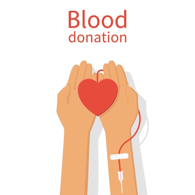 Blood donation concept Heart in hand