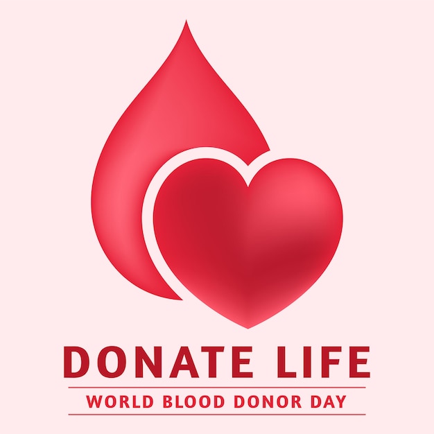 헌혈의 날 개념 혈액 주머니는 마음으로 기부