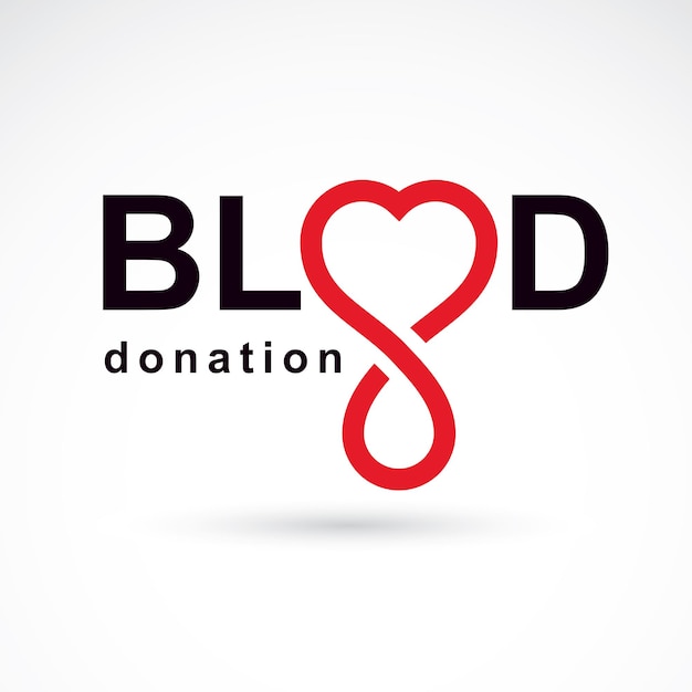 Blood donation inscription made with heart shape and blood drops. Healthy lifestyle conceptual symbol.