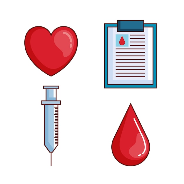 Blood donation set icons