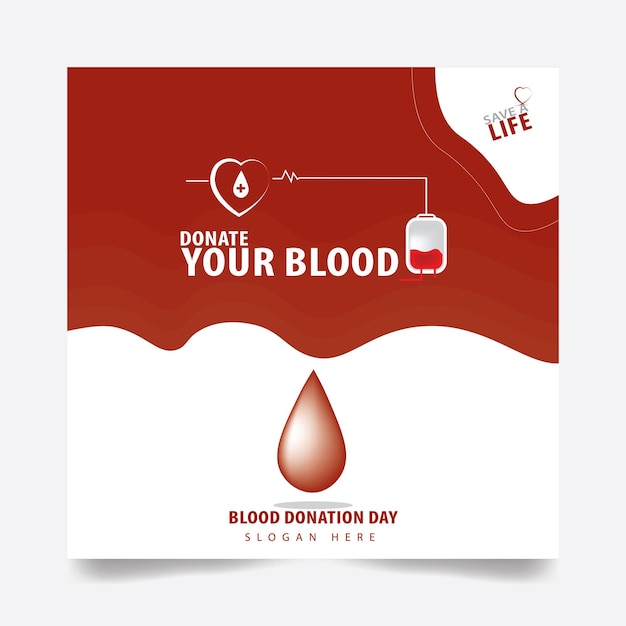 ベクトル 献血ソーシャルメディアバナーテンプレート