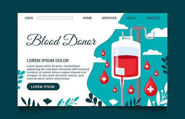 Vettore pagina di destinazione dei donatori di sangue