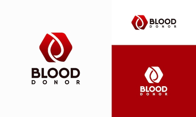 Modello di disegno del logo del donatore di sangue, vettore dell'icona del modello del logo della donazione di sangue