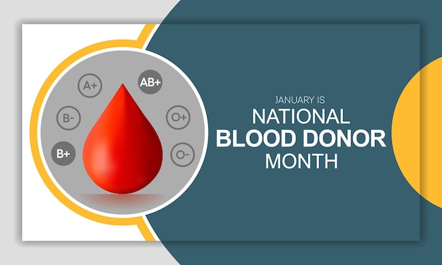 Vettore il mese del donatore di sangue nbdm viene osservato ogni anno a gennaio