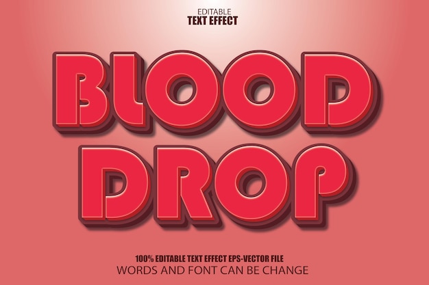 Редактируемый текстовый эффект Blood Drop в 3D мультяшном стиле