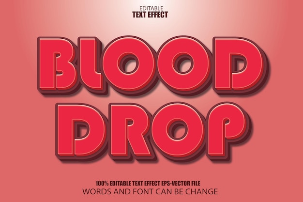 Blood drop editable text effect 3d cartoon style