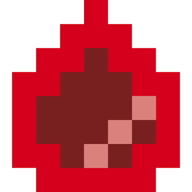 Vector blood drop icon cartoon in pixel style