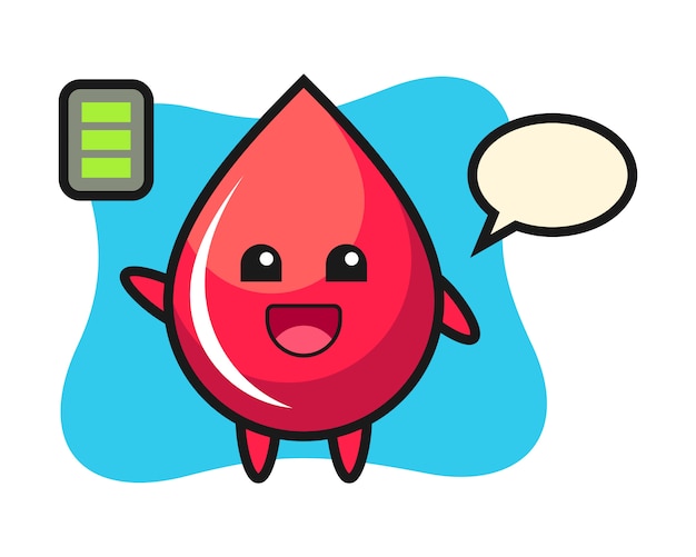 Blood drop mascot character with energetic gesture, cute style , sticker, logo element