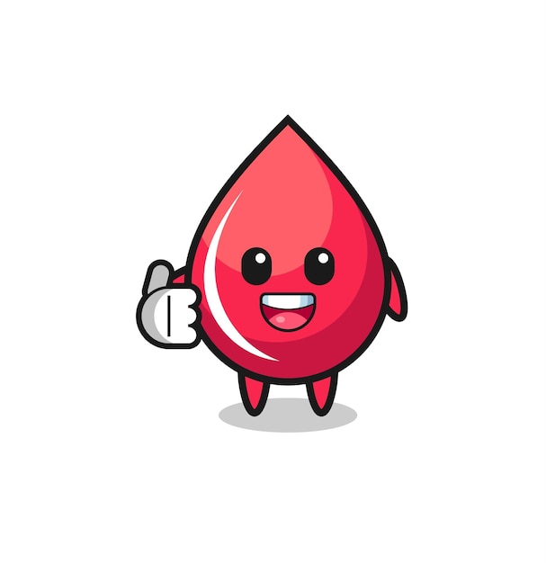 Blood drop mascot doing thumbs up gesture
