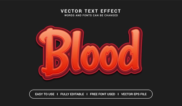Effetto testo vettoriale modificabile sangue