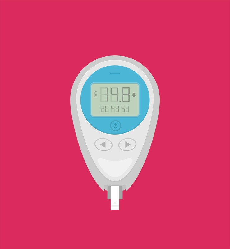Vector blood glucose test home glucometer flat vector