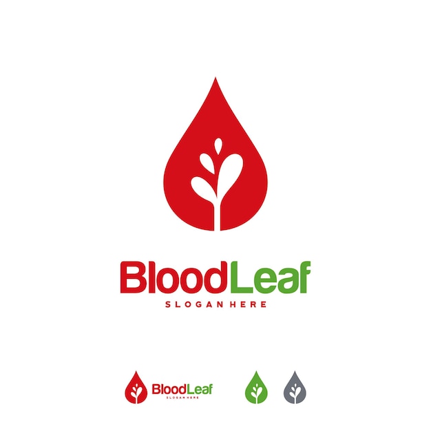 Blood leaf logo progetta il vettore del concetto, il logo del donatore progetta il modello, il concetto di design, il logo, l'elemento del logotipo per il modello