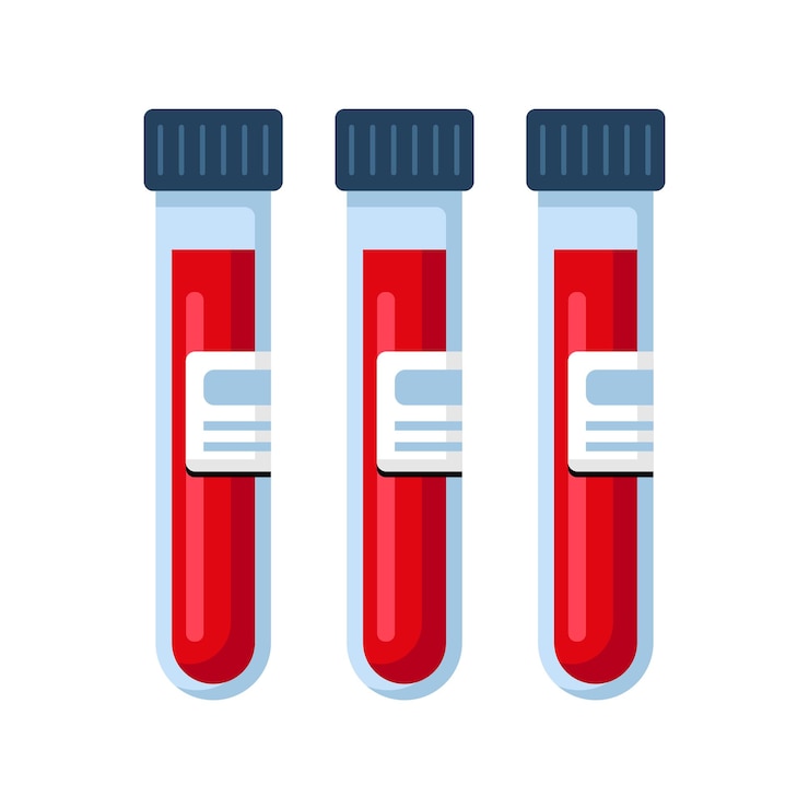 Vector blood in medical test tubes icon blood donation concept vector illustration on white background