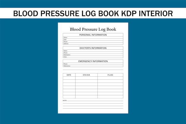 blood pressure log book kdp interior