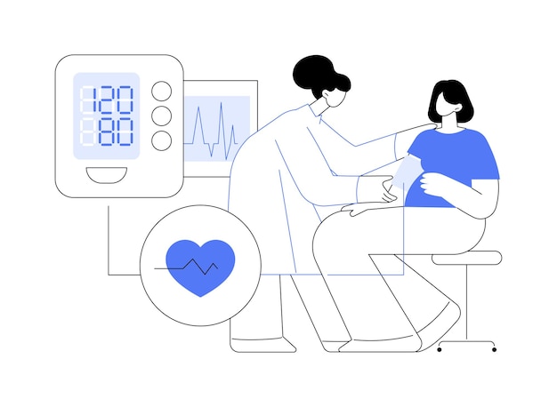 Blood pressure monitoring in pregnancy abstract concept vector illustration