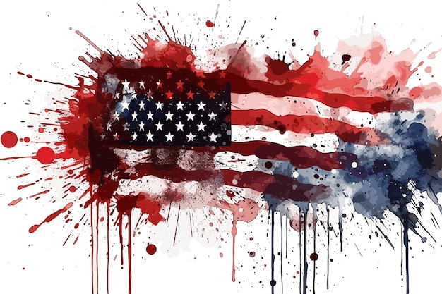 Blood Running Down US Flag Old Wall beschikt over een oude afbrokkelende muur waarop een Amerikaanse vlag is geschilderd