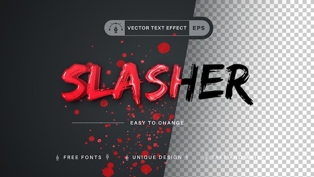 Вектор Стиль шрифта с редактируемым текстовым эффектом blood slasher