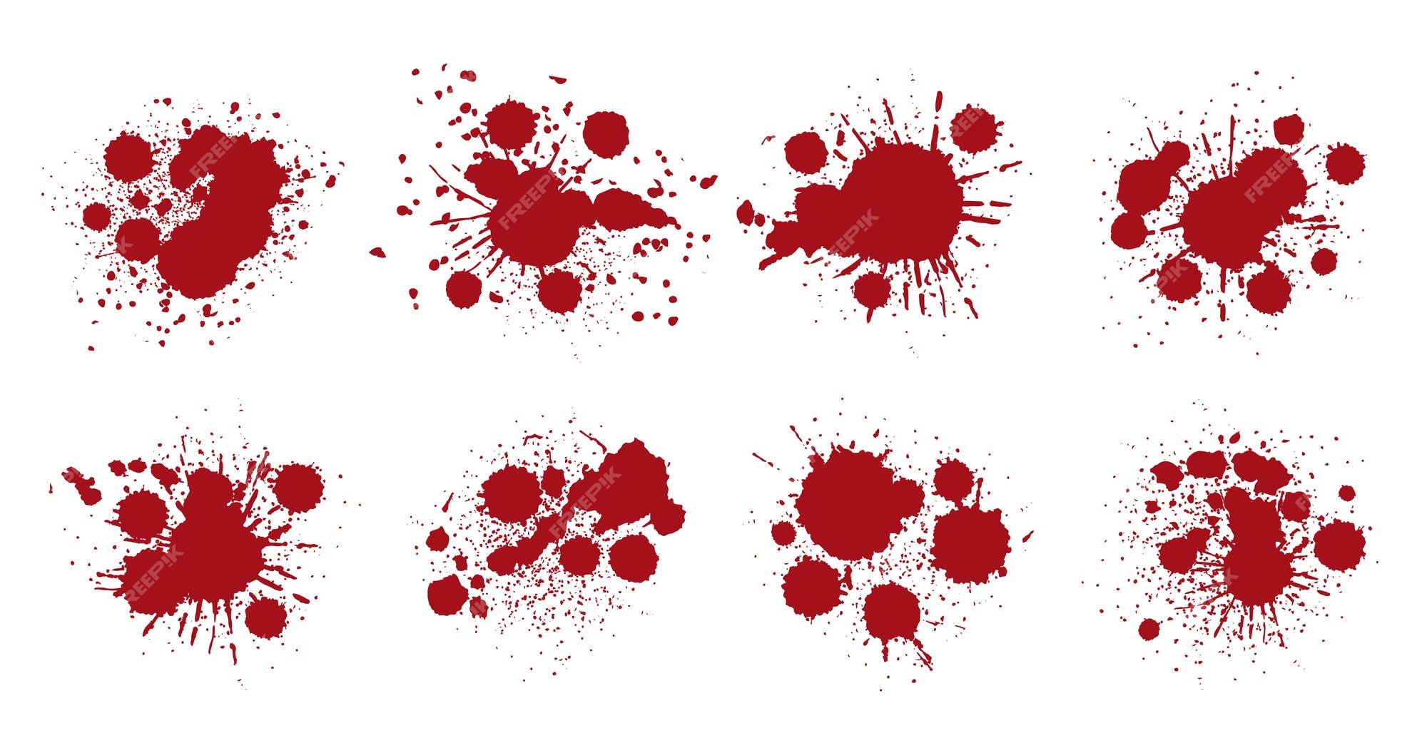 Set Of Various Dripping Grunge Blood Splatters Stock Illustration