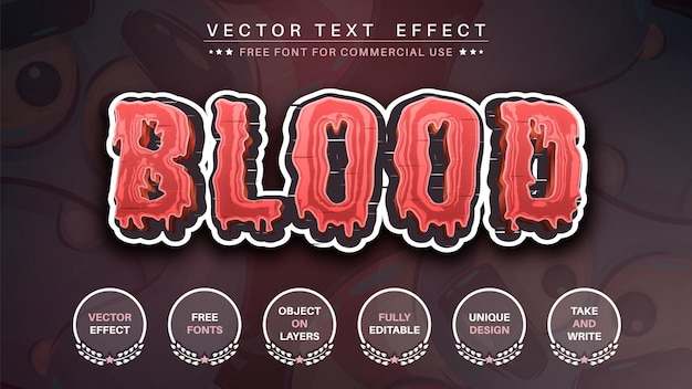 Blood sticker  edit text effect editable font style