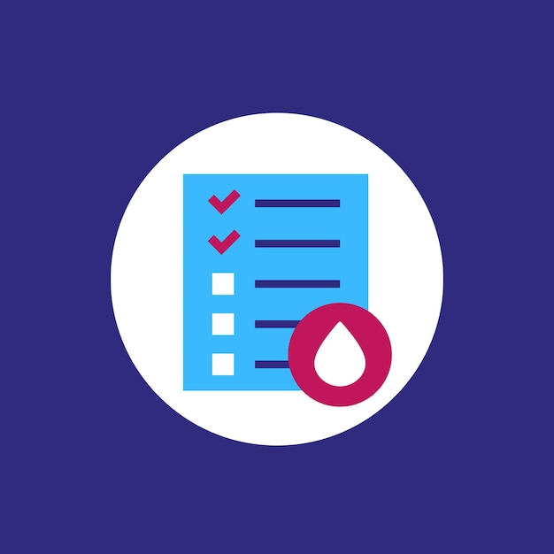 Blood test results medical diagnostics vector flat icon