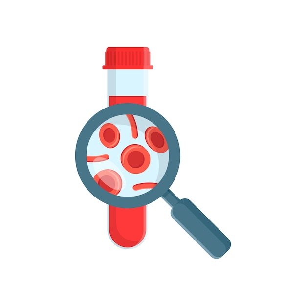 Blood test tube icon in flat style