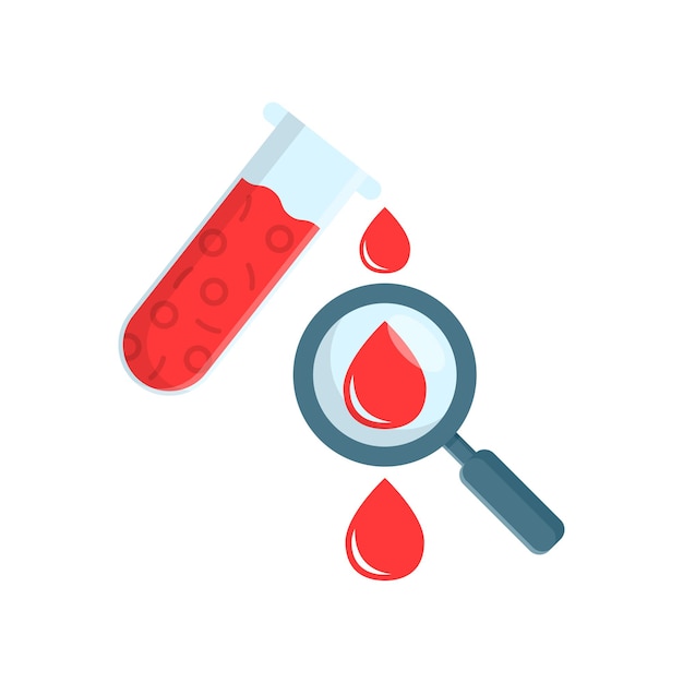 Blood test tube icon in flat style