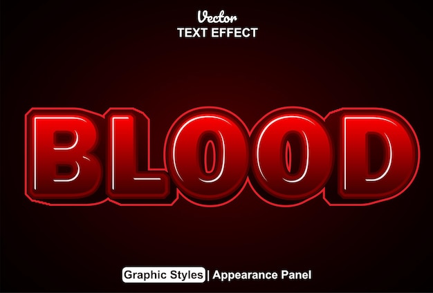 Vector blood text effect with graphic style and editable